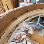 The arched parting bead was originally just planted on with nails, as the arch is fixed this was no problem as it had the sash to sit against and protect it.