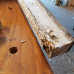 Bottom of the arch window where the meeting rail was missing but the wood is still good here