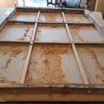 The rotton rebates of the glazing bars have been removed ready for new wood to be fitted