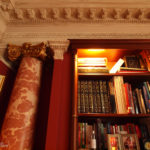 bookcase at great pulteney street bath showing new column with plaster capital