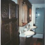 Bathroom and main door in distressed oak at bewley court lacock