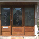 door in sapele with raised and fielded panels