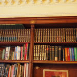 secret bookcase doors showing marquetry keystone