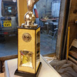 trophy in gloss black and birds eye maple