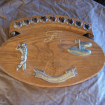 trophy oak carved golf trophy