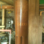 fluted turned post with feather inlay
