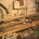 turning of mahogany post for bookcase
